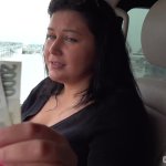 Married slut gives her holes to a stranger right in his car! Public Anal