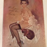 1940s PINUP SEMI NUDE CARD Emilia with a Pussy Cat Tasteful Soft Porn