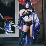 Model Tokar in cosplay Acheron from Honkai Star Rail