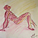 Color Sketch of Classic Male Nude Figure Contemporary Lyrical Dance Naked Man Drawing Pose Vitality by M Zimmerman