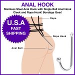 Anal Hook Tie-up Sex Position Restraint for use with Rope Bondage Bed Play Toys