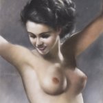 Pal Fried 1893-1976: Naakte dame pastel op papier