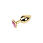 Anal Plug Gold Metal Pink Rhinestone L 8 cm 3.3 cm