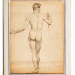 Adolphe Pierron Mannelijke naakt van achteren gezien tekening van potlood op papier 1889. MoMuse