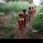Xingu indians hunting in the Amazone Brazil Stock Photo