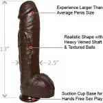 Bam Huge Realistic Dildo with Vac-U-Lock Suction Base 13 Ebony