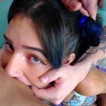 The TERRIBLE head upside down deepthroat and face fuck now for Jazmin the dick devourer.