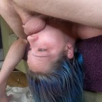 Regular sloppy throatfuck upside down cum in mouth pushed in throat