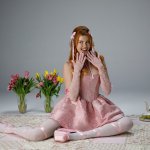 Ginger cutie Elly Clutch strips off her pink dress and high heels photos