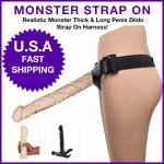 14 Monster Thick Long Penis Dildo Strap On Harness Lesbian Masturbation
