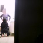She gives a blowjob in the bathroom hidden from the other people in the house.