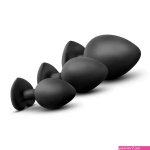 Luxe 3-Piece Bling Butt Plug Anal Training Kit with Wide Gem Base