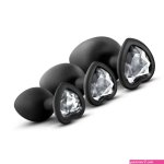 Luxe 3-Piece Bling Butt Plug Anal Training Kit with Wide Gem Base