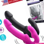 Vibrating Penis Strapless Strap-On Dildo Double-Ended Pegging Anal Butt Sex Vibe
