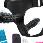 2 Strap on Monster Dildo Black Remote Control 10 Frequency Vibration 7 Inch and 5 Inch Dildo Couples Sex Toys BBC Male Sex Toys Anal Toy Gay Strap on Harness for Men :