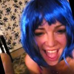 Blue Hair Chick Gives Long Slow BLOWJOB