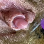 Bunny vibrator test masturbation POV closeup erected big clit wet orgasm hairy pussy