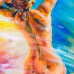 Beautiful Naked Woman Sitting Oil Painting: stockillustratie 233178373