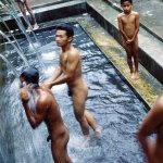 Men bathing near Ubud. Bali Island