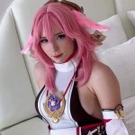 Yae Miko from the Genshin Impact Deepthroat Facesitting and Rough Fucks with Me