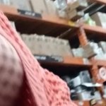 Wife almost caught with big tits out at public store! Risky boob flash