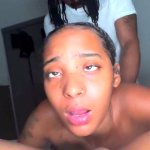 Cute ebony licks horny sluts pussy while BBC bull explores her pussy in doggy style