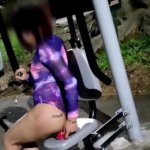 Sissy dildoing her ass in a public park to be fucked right there