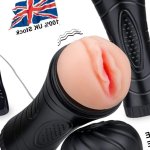 Vibrating Pussy Shape Masturbation Cup Penis Sleeve Stroker Male Sex Toy for Men