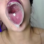 Gagging on my big dildo and letting all my spit dribble down my face