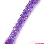 8 Inch Ribbed Double Ended Purple Glass Dildo