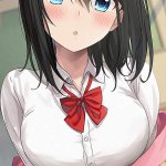 Anime anime girls big boobs dark hair blue eyes indoors women indoors HD phone wallpaper