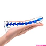 6.25 Blue Wave Curved Glass Dildo