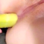 Ruby fucks her wet pussy and tight ass with a banana