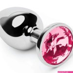 Plug Anal de Aço Com Joia Rosa Fino e Pequeno