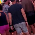 Blonde dancing naked at festival