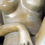 Erotic Art Nude Girl Masturbating in Bath Tub Bronze Sculpture Statue